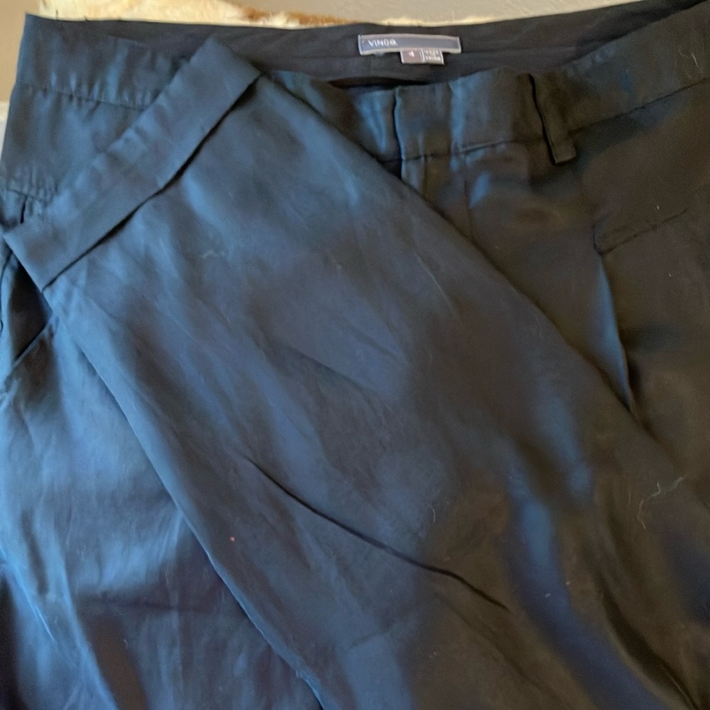 Vince Black Cropped Pants Cuffed Amazing Silk Feel Amazing Look 4!
